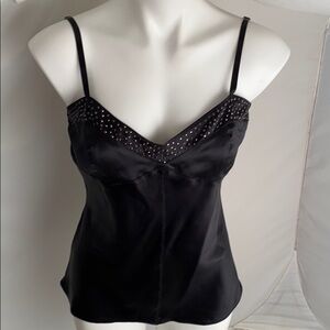 Express Design Studio Y2K black rhinestone silk camisole